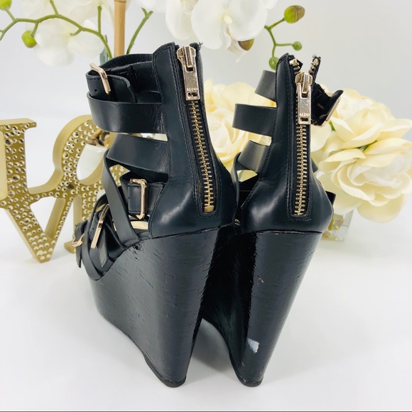 Aldo Leather Strap Buckle Wedges Heels - Picture 7 of 7